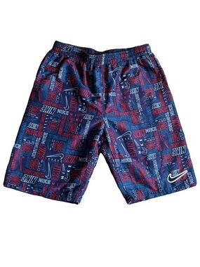 Nike big boys youth Blue & Red Logo Swim Shorts swim trunks athletic shorts